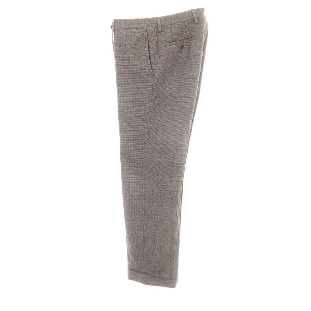 【中古】ラファエル カルーゾ CARUSO Raffaele Caruso ウール チェック ドレススラックスパンツ ライトグレーxブラック×レッド【 46 】【 状態ランクC 】【 メンズ 】