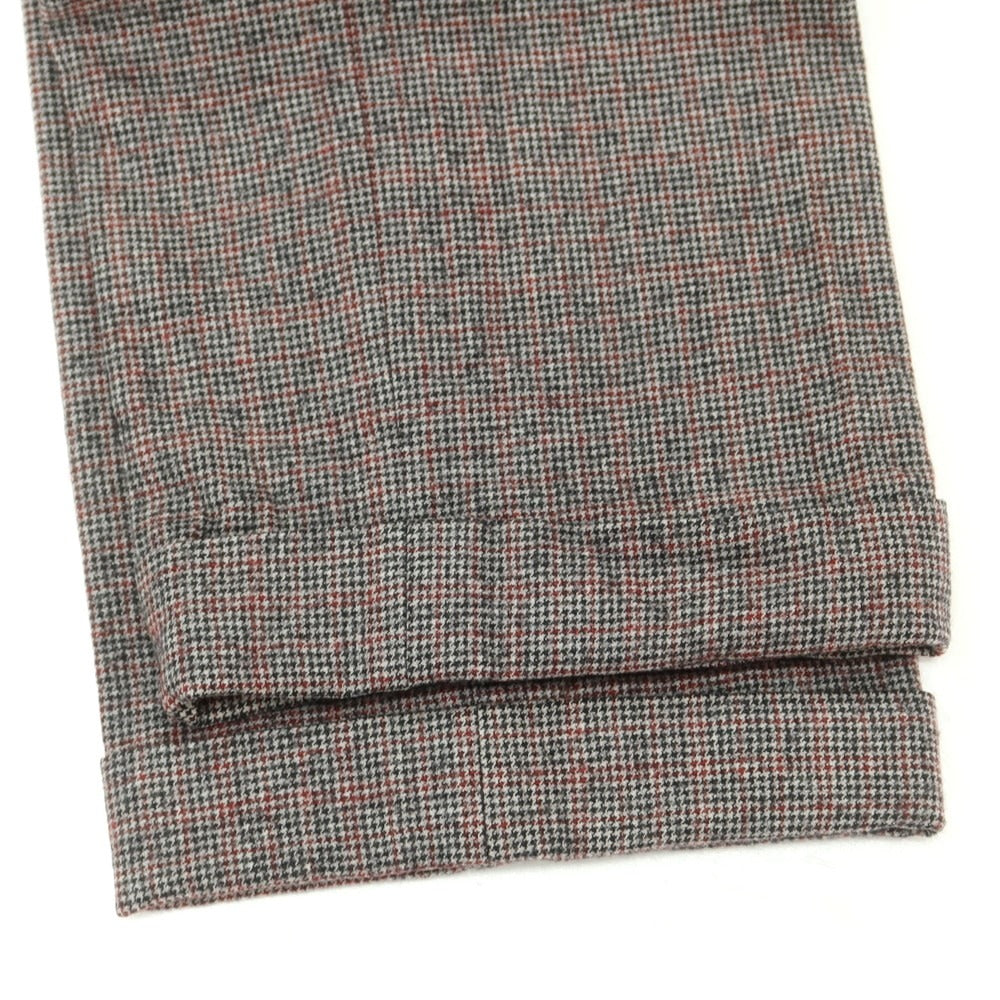 【中古】ラファエル カルーゾ CARUSO Raffaele Caruso ウール チェック ドレススラックスパンツ ライトグレーxブラック×レッド【 46 】【 状態ランクC 】【 メンズ 】