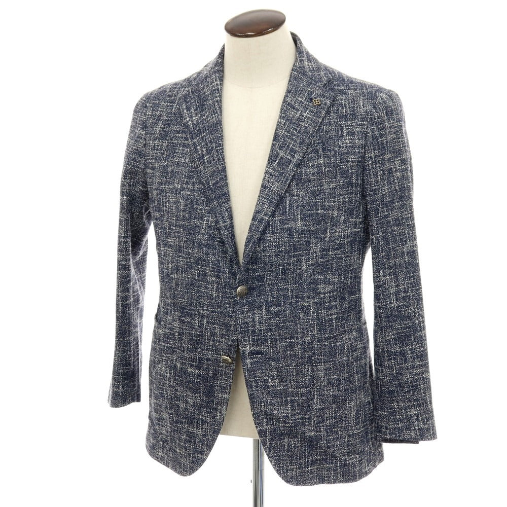 【中古】タリアトーレ TAGLIATORE コットンアクリルナイロン 2B カジュアルジャケット ネイビーxホワイト【サイズ50】【 状態ランクB 】【 メンズ 】