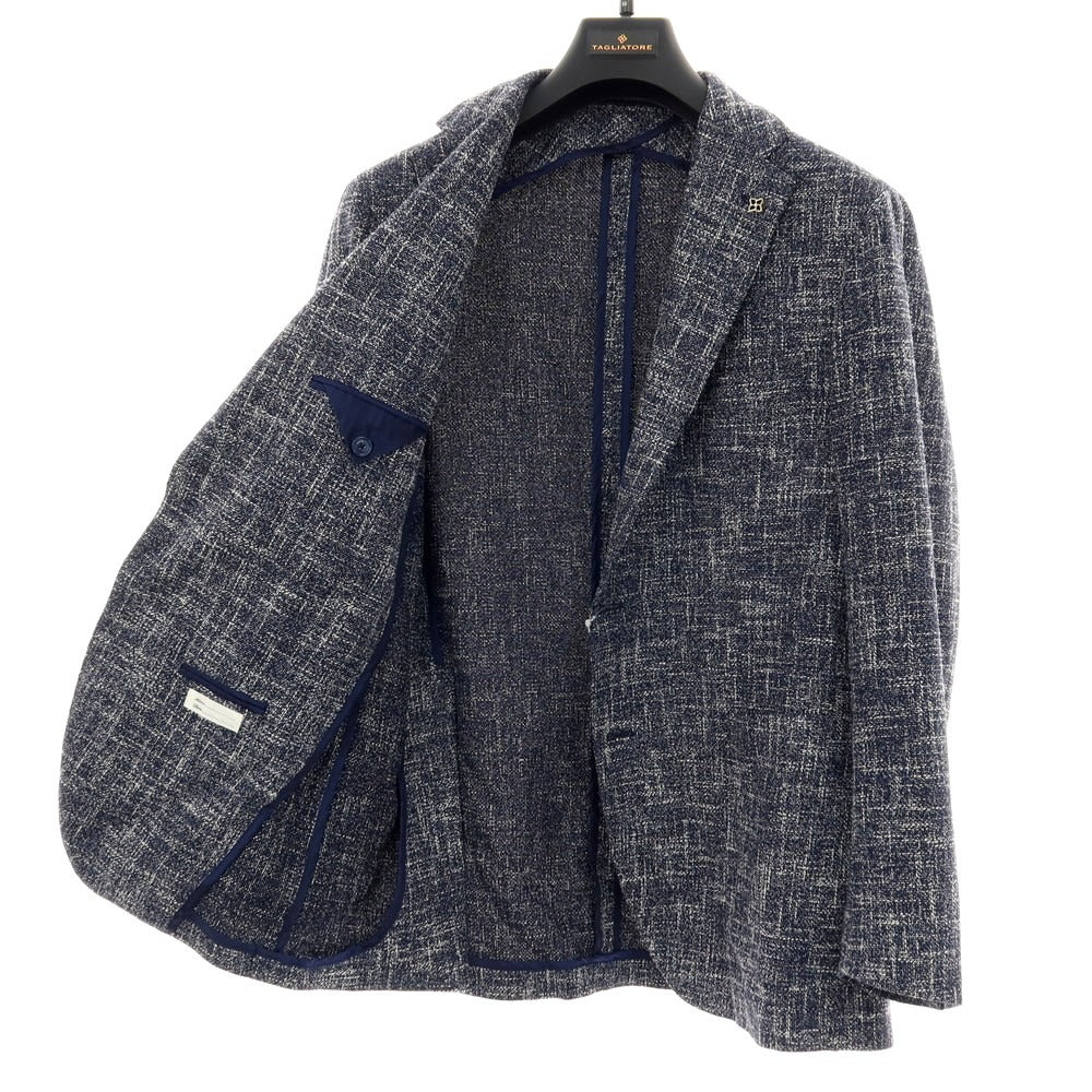 【中古】タリアトーレ TAGLIATORE コットンアクリルナイロン 2B カジュアルジャケット ネイビーxホワイト【サイズ50】【 状態ランクB 】【 メンズ 】