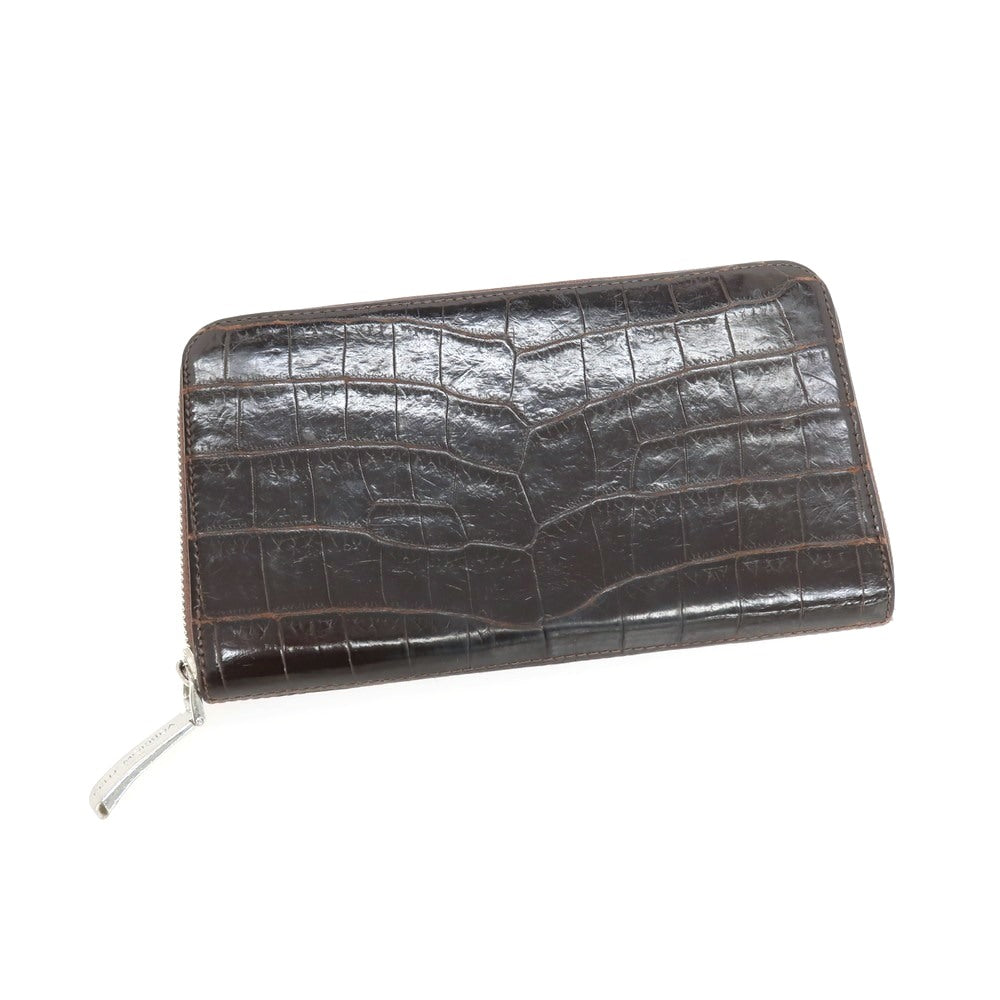 【中古】ペッレモルビダ PELLE MORBIDA クロコダイル レザー 長財布 ダークブラウン【 状態ランクC 】【 メンズ 】