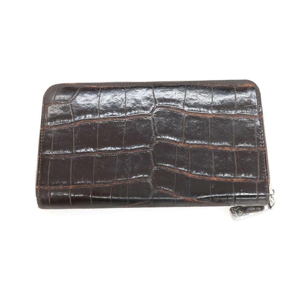 【中古】ペッレモルビダ PELLE MORBIDA クロコダイル レザー 長財布 ダークブラウン【 状態ランクC 】【 メンズ 】