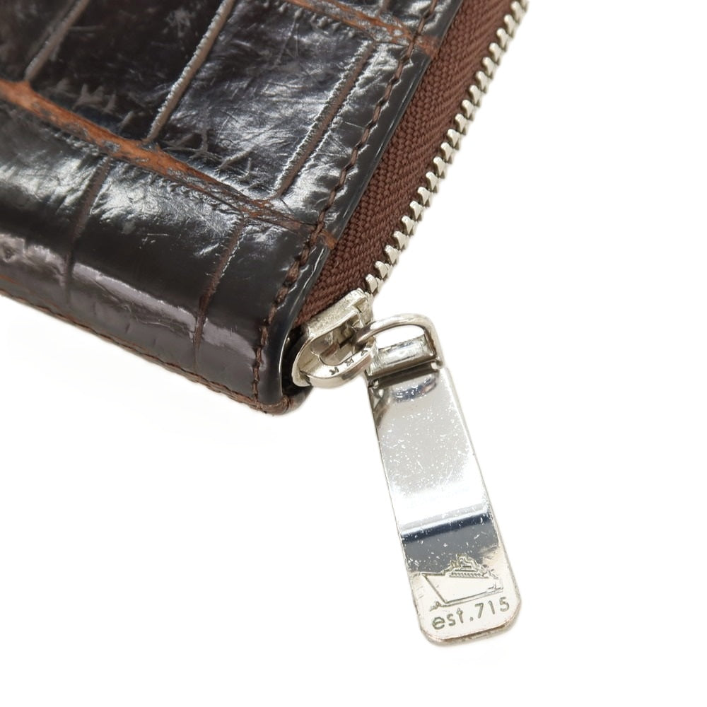 【中古】ペッレモルビダ PELLE MORBIDA クロコダイル レザー 長財布 ダークブラウン【 状態ランクC 】【 メンズ 】