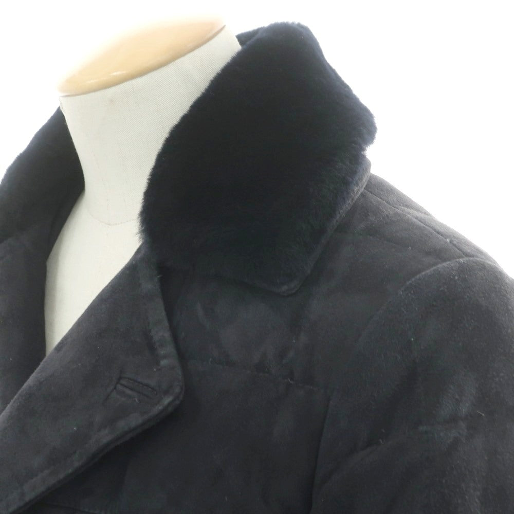 【中古】エンメティ EMMETI ゴートスキン スエード ダブルブレスト ダウンコート ネイビー【 44 】【 状態ランクC 】【 メンズ 】