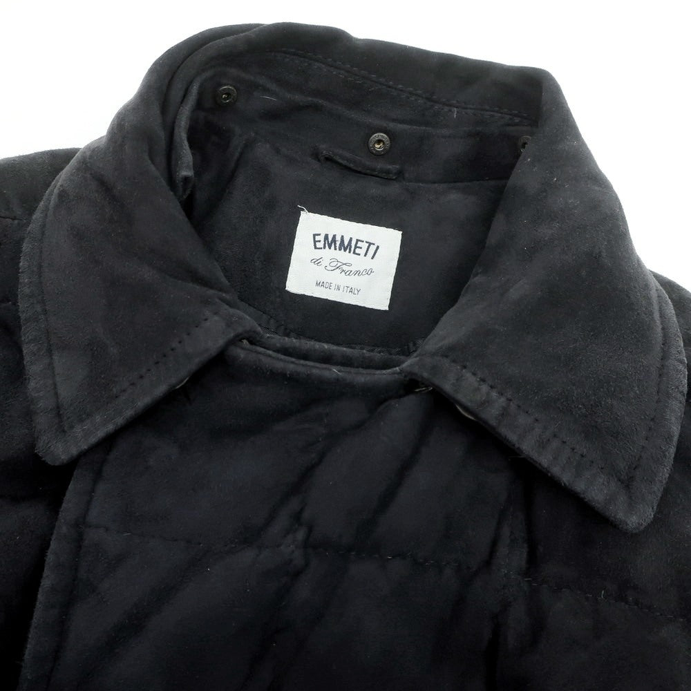【中古】エンメティ EMMETI ゴートスキン スエード ダブルブレスト ダウンコート ネイビー【 サイズ44 】【 状態ランクC 】【 メンズ 】 [APD]