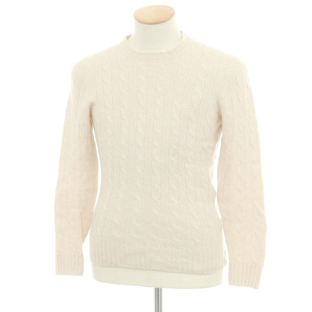 【中古】ドルモア DRUMOHR ケーブル編み ウール クルーネック プルオーバーニット ライトベージュ【 44 】【 状態ランクC 】【 メンズ 】