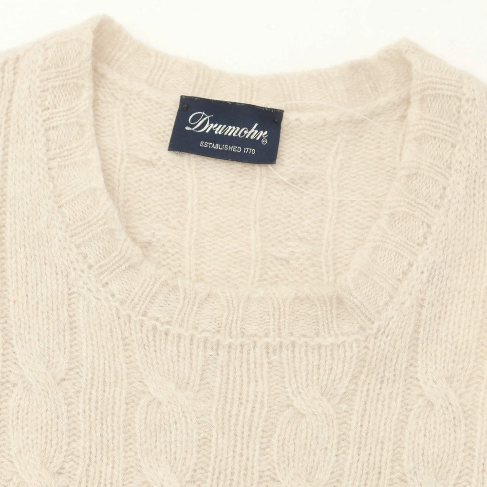 【中古】ドルモア DRUMOHR ケーブル編み ウール クルーネック プルオーバーニット ライトベージュ【 44 】【 状態ランクC 】【 メンズ 】