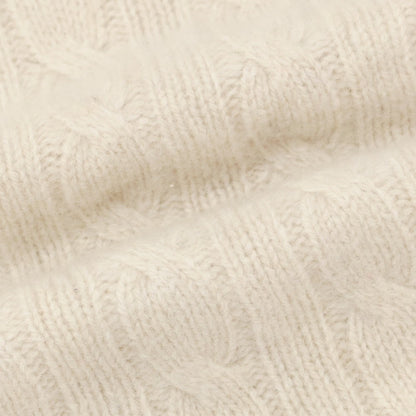 【中古】ドルモア DRUMOHR ケーブル編み ウール クルーネック プルオーバーニット ライトベージュ【 44 】【 状態ランクC 】【 メンズ 】