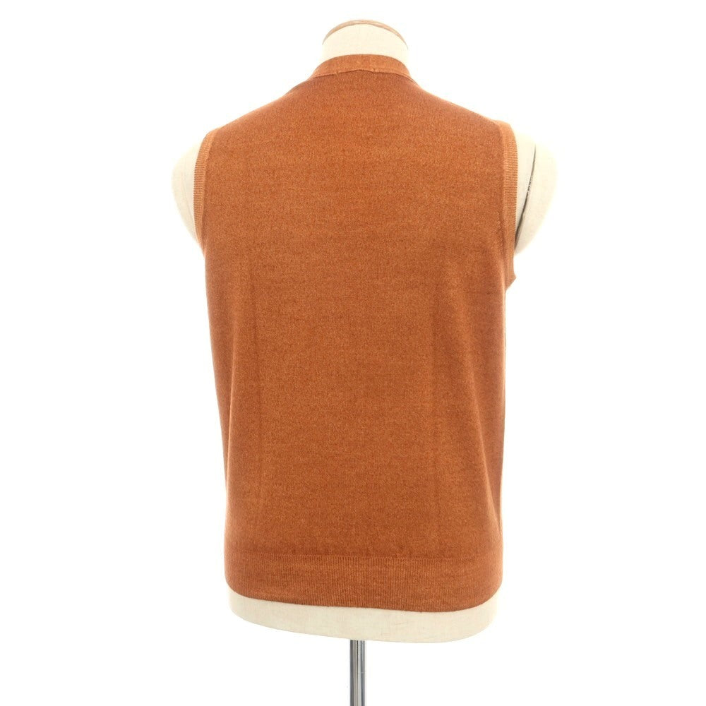 【中古】クルチアーニ CRUCIANI ガーメントダイ ハイゲージ ウール ニットベスト オレンジブラウン系【 44 】【 状態ランクB 】【 メンズ 】