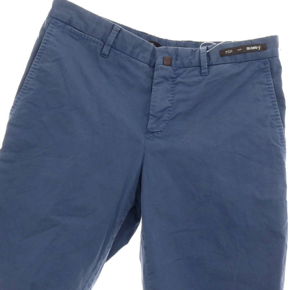 【中古】ピーティーゼロウーノ PT01 BEAMS F別注 BERMUDA SLEEK ストレッチ コットン ショートパンツ ライトネイビー【サイズ44】【 状態ランクC 】【 メンズ 】