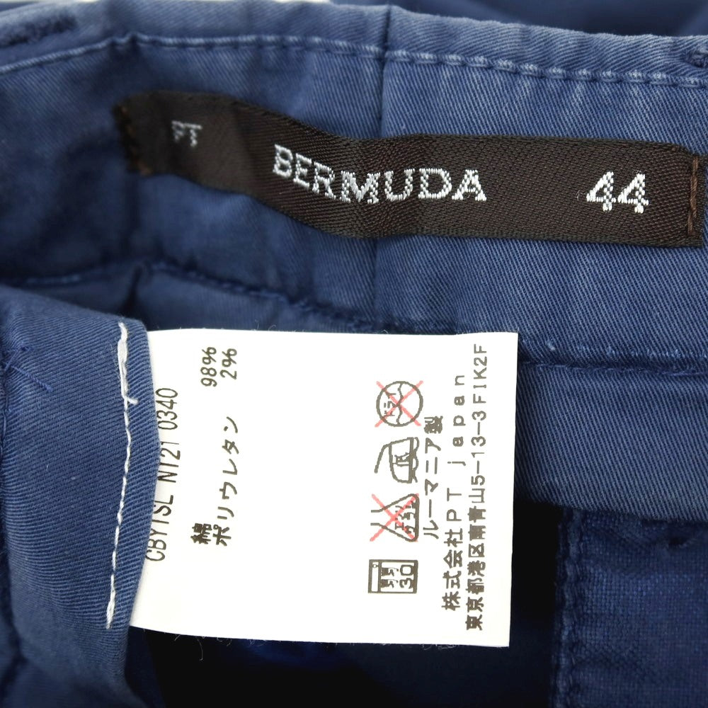 【中古】ピーティーゼロウーノ PT01 BEAMS F別注 BERMUDA SLEEK ストレッチ コットン ショートパンツ ライトネイビー【サイズ44】【 状態ランクC 】【 メンズ 】
