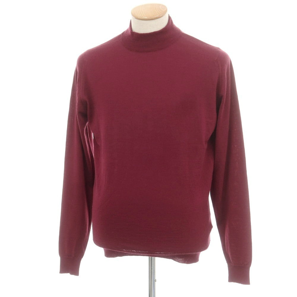 【中古】ジョンスメドレー JOHN SMEDLEY ハイゲージ ウール モックネック プルオーバーニット バーガンディ【 M 】【 状態ランクB 】【 メンズ 】
