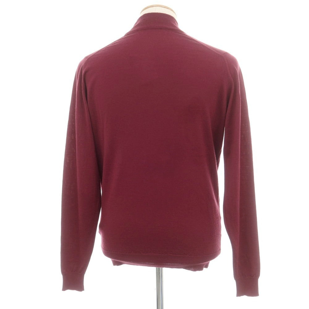 【中古】ジョンスメドレー JOHN SMEDLEY ハイゲージ ウール モックネック プルオーバーニット バーガンディ【 M 】【 状態ランクB 】【 メンズ 】