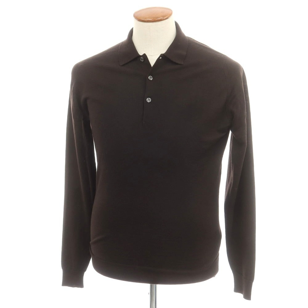 【中古】ジョンスメドレー JOHN SMEDLEY ハイゲージ ウール 長袖 ポロニット ダークブラウン【 M 】【 状態ランクB 】【 メンズ 】