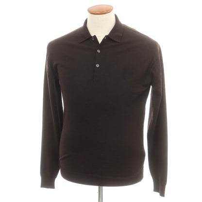 【中古】ジョンスメドレー JOHN SMEDLEY ハイゲージ ウール 長袖 ポロニット ダークブラウン【 M 】【 状態ランクB 】【 メンズ 】