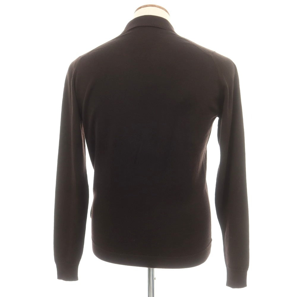 【中古】ジョンスメドレー JOHN SMEDLEY ハイゲージ ウール 長袖 ポロニット ダークブラウン【 M 】【 状態ランクB 】【 メンズ 】