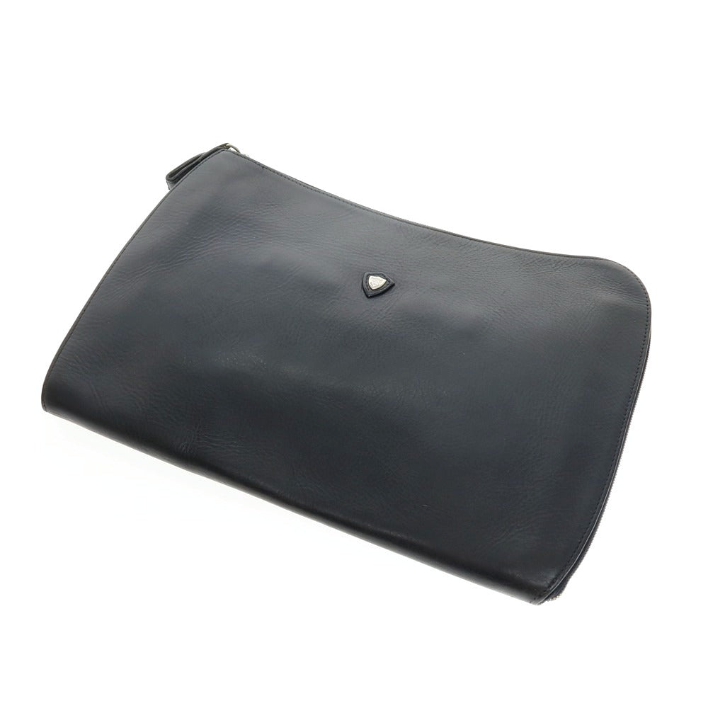【中古】シャンボール セリエ CHAMBORD SELLIER レザー クラッチバッグ ネイビー【 状態ランクC 】【 メンズ 】