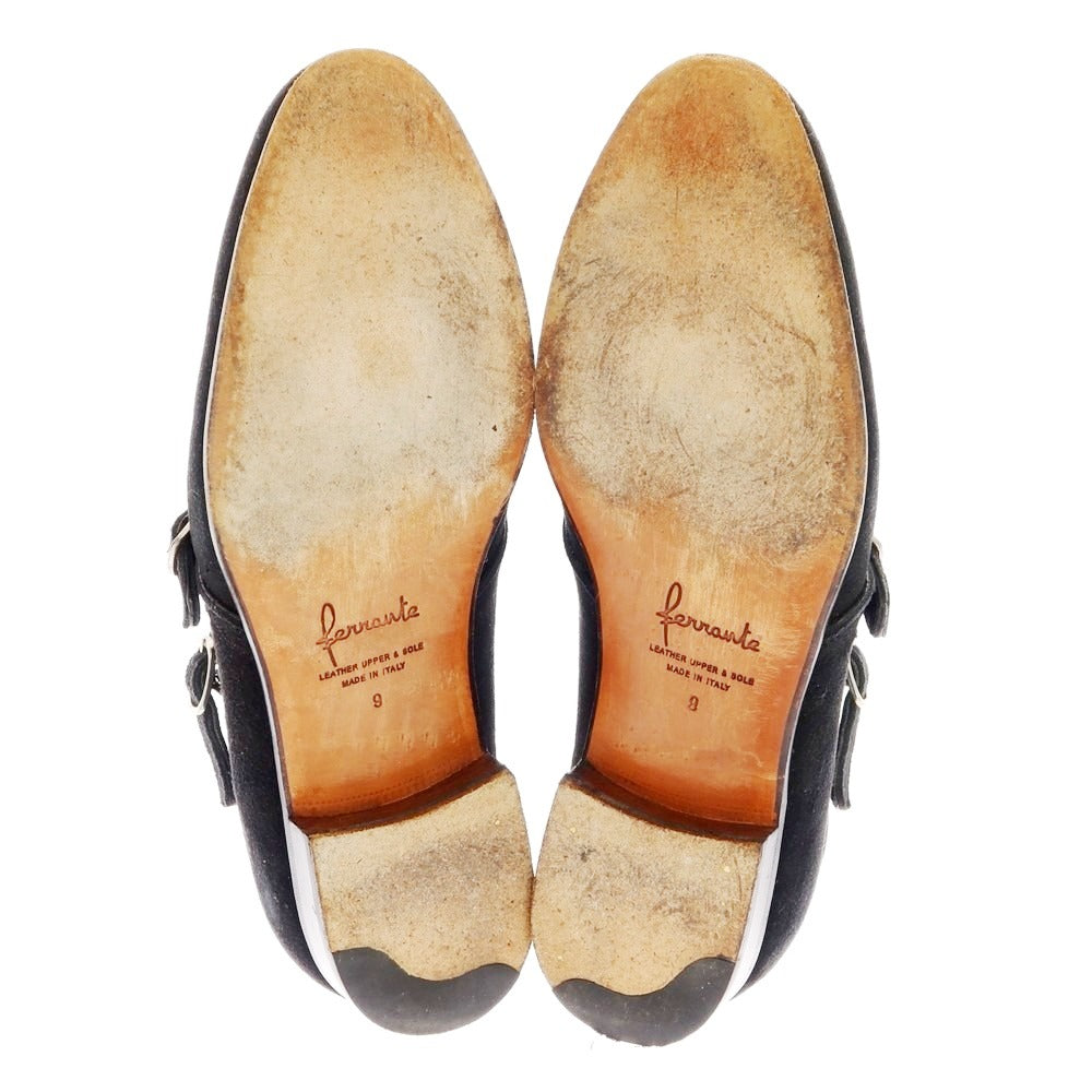 【中古】フェランテ FERRANTE スエード ダブルモンク ブーツ ブラック【 9 】【 状態ランクB 】【 メンズ 】
