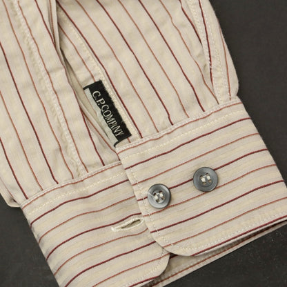 【中古】シーピーカンパニー C.P.Company コットン ストライプ カジュアルシャツ ベージュ【 3 】【 状態ランクC 】【 メンズ 】