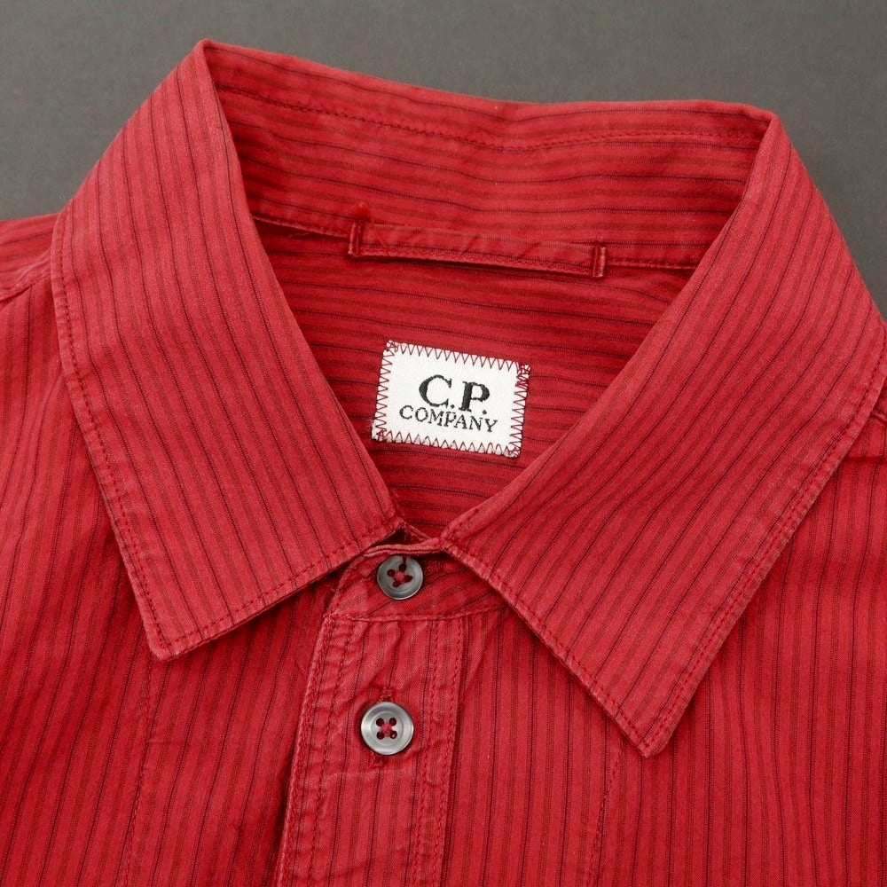 【中古】シーピーカンパニー C.P.Company コットン系 ストライプ カジュアルシャツ レッド【 3 】【 状態ランクC 】【 メンズ 】