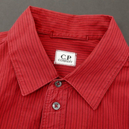 【中古】シーピーカンパニー C.P.Company コットン系 ストライプ カジュアルシャツ レッド【 3 】【 状態ランクC 】【 メンズ 】