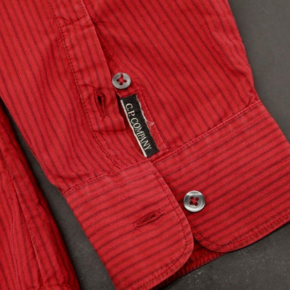 【中古】シーピーカンパニー C.P.Company コットン系 ストライプ カジュアルシャツ レッド【 3 】【 状態ランクC 】【 メンズ 】