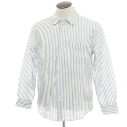 【中古】シーピーカンパニー C.P.Company コットンナイロン ストライプ カジュアルシャツ ホワイトxライトブルー【 3 】【 状態ランクC 】【 メンズ 】