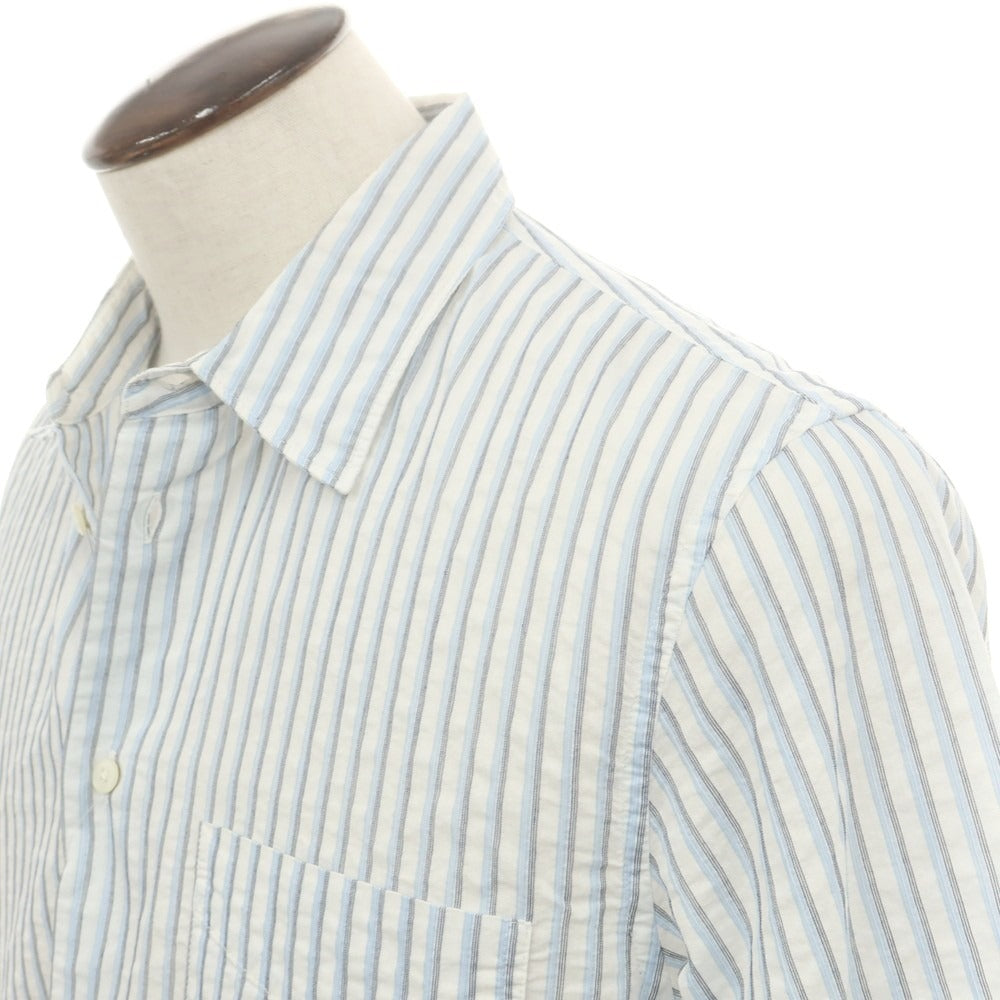【中古】シーピーカンパニー C.P.Company コットンナイロン ストライプ カジュアルシャツ ホワイトxライトブルー【 3 】【 状態ランクC 】【 メンズ 】