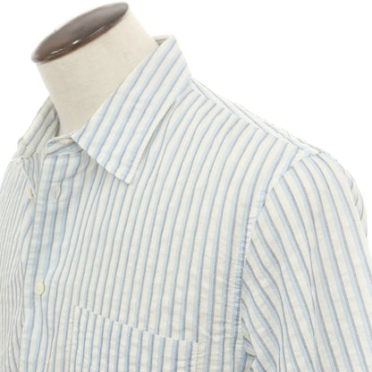 【中古】シーピーカンパニー C.P.Company コットンナイロン ストライプ カジュアルシャツ ホワイトxライトブルー【 3 】【 状態ランクC 】【 メンズ 】