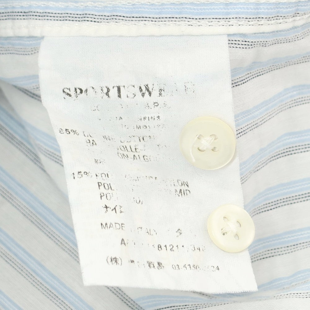 【中古】シーピーカンパニー C.P.Company コットンナイロン ストライプ カジュアルシャツ ホワイトxライトブルー【 3 】【 状態ランクC 】【 メンズ 】