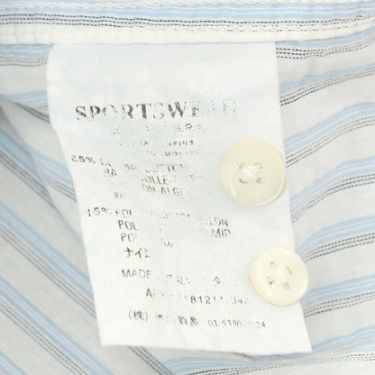 【中古】シーピーカンパニー C.P.Company コットンナイロン ストライプ カジュアルシャツ ホワイトxライトブルー【 3 】【 状態ランクC 】【 メンズ 】