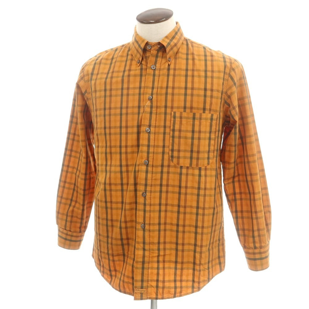 【中古】シーピーカンパニー C.P.Company コットンナイロン チェック ボタンダウン カジュアルシャツ オレンジ【 3 】【 状態ランクC 】【 メンズ 】