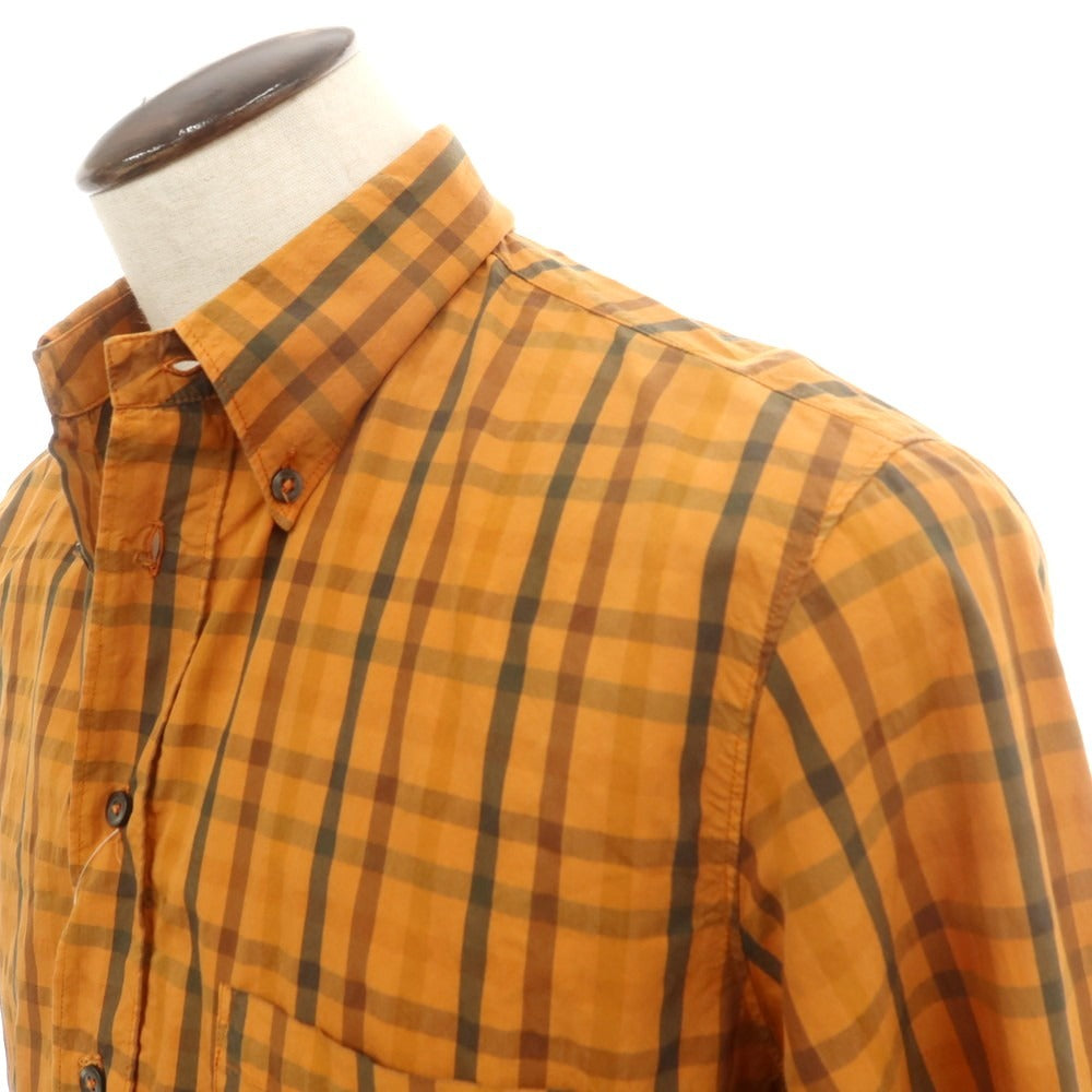 【中古】シーピーカンパニー C.P.Company コットンナイロン チェック ボタンダウン カジュアルシャツ オレンジ【 3 】【 状態ランクC 】【 メンズ 】