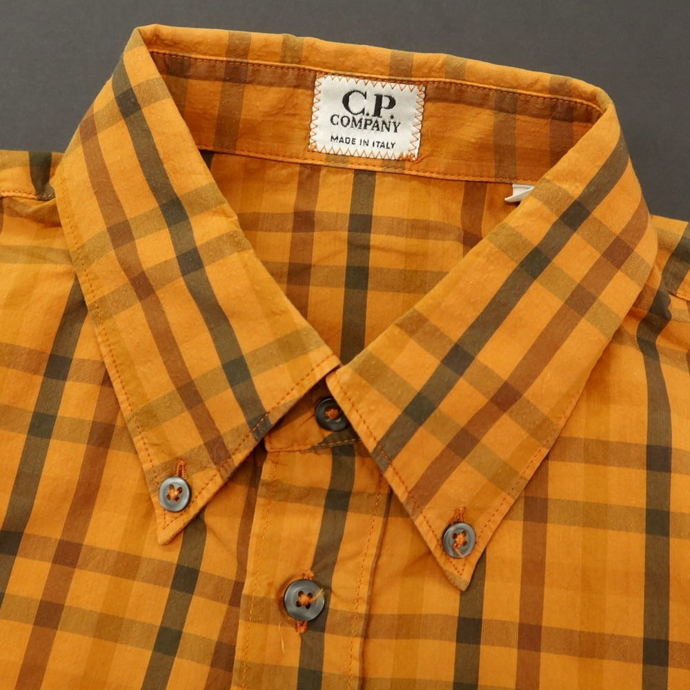【中古】シーピーカンパニー C.P.Company コットンナイロン チェック ボタンダウン カジュアルシャツ オレンジ【 3 】【 状態ランクC 】【 メンズ 】