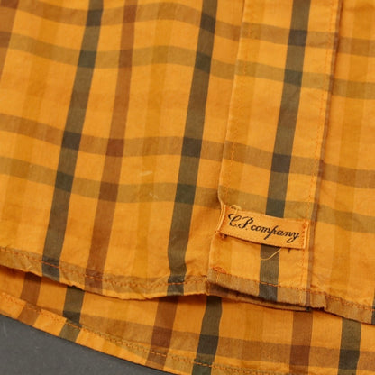 【中古】シーピーカンパニー C.P.Company コットンナイロン チェック ボタンダウン カジュアルシャツ オレンジ【 3 】【 状態ランクC 】【 メンズ 】