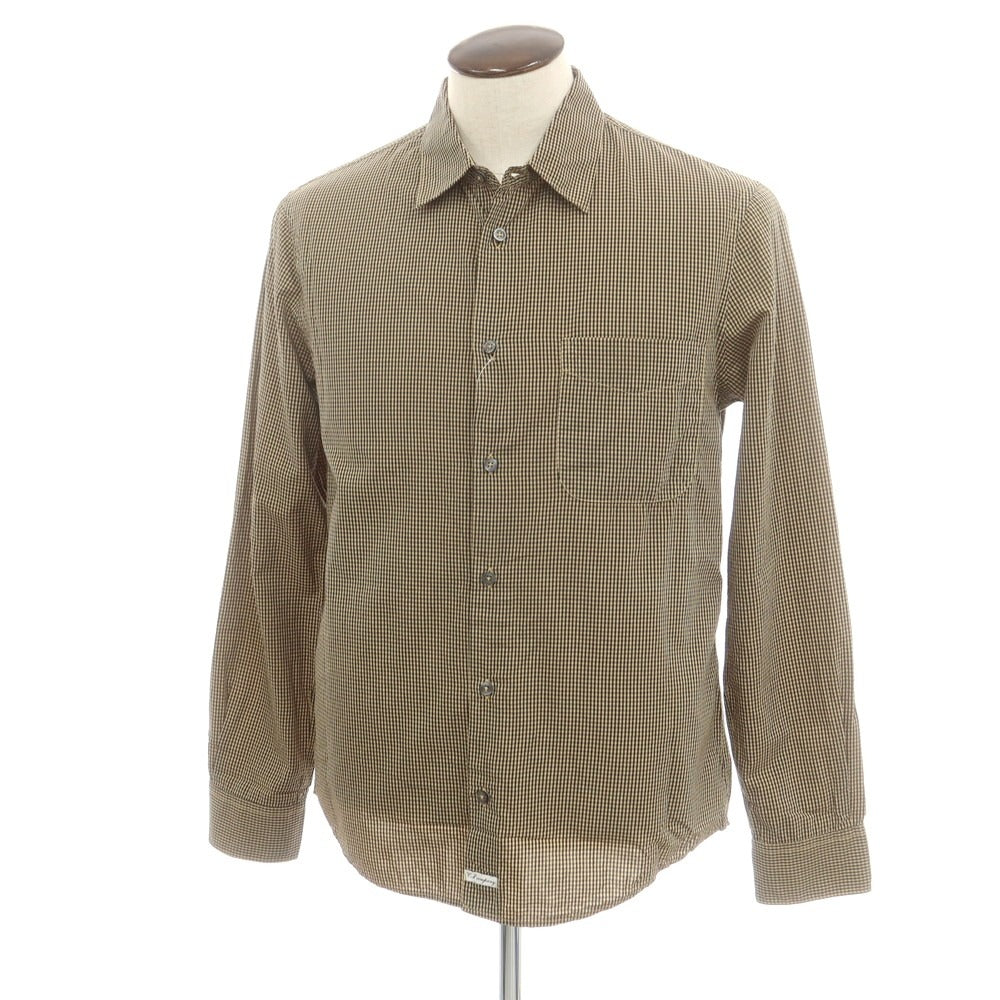 【中古】シーピーカンパニー C.P.Company コットンキュプラ チェック カジュアルシャツ ベージュxブラック【 3 】【 状態ランクC 】【 メンズ 】