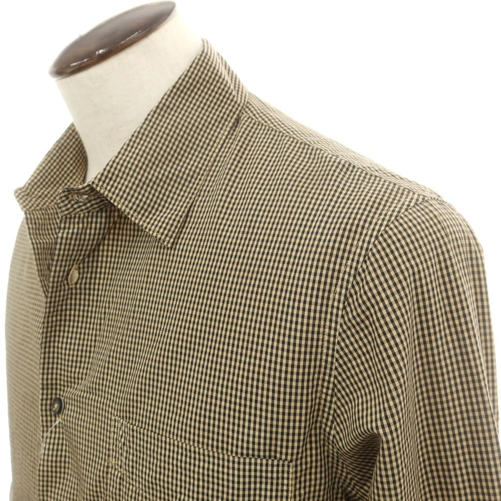 【中古】シーピーカンパニー C.P.Company コットンキュプラ チェック カジュアルシャツ ベージュxブラック【 3 】【 状態ランクC 】【 メンズ 】