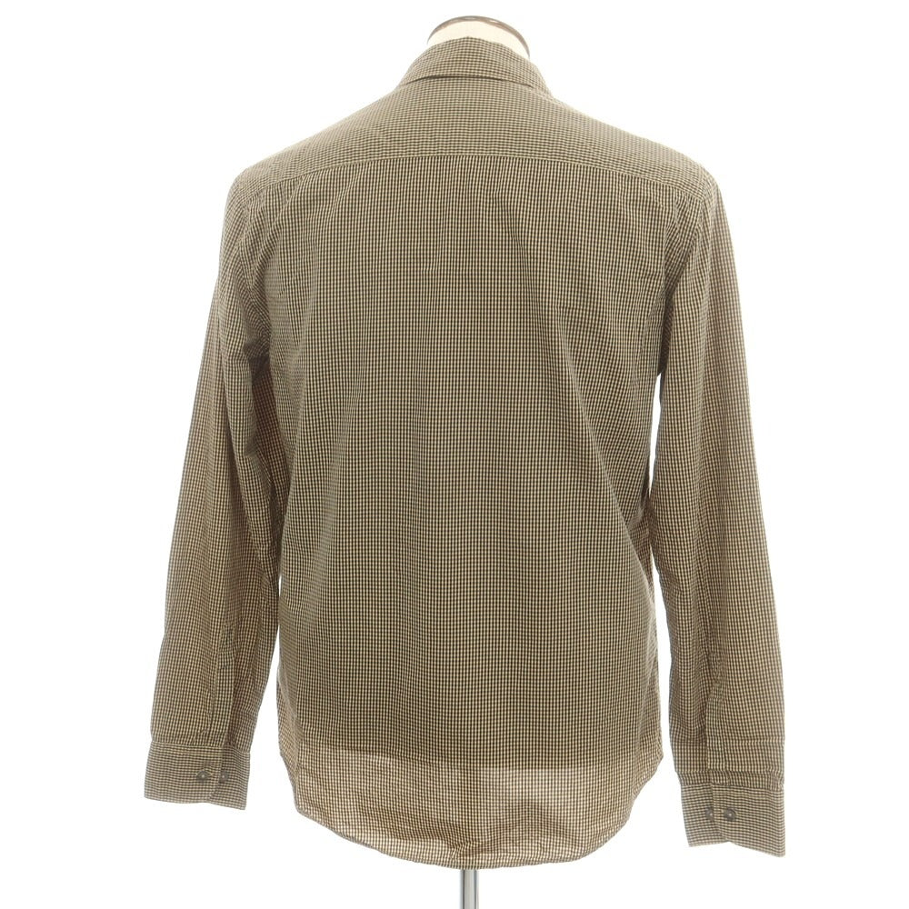 【中古】シーピーカンパニー C.P.Company コットンキュプラ チェック カジュアルシャツ ベージュxブラック【 3 】【 状態ランクC 】【 メンズ 】