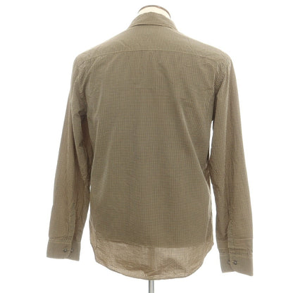 【中古】シーピーカンパニー C.P.Company コットンキュプラ チェック カジュアルシャツ ベージュxブラック【 3 】【 状態ランクC 】【 メンズ 】