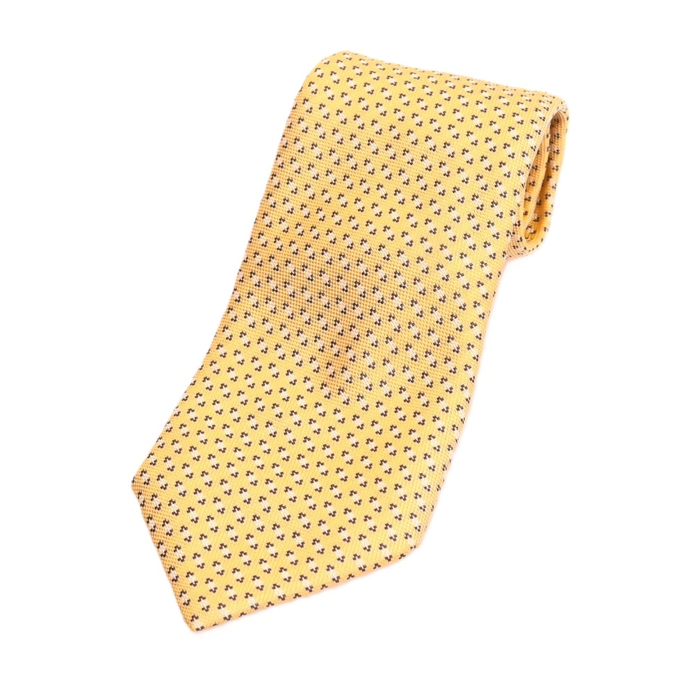 【中古】エルメネジルドゼニア Ermenegildo Zegna シルク 小紋柄ネクタイ イエロー【 状態ランクB 】【 メンズ 】 [APD]
