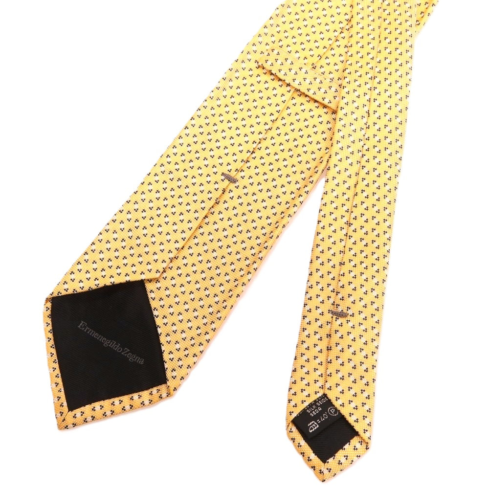 【中古】エルメネジルドゼニア Ermenegildo Zegna シルク 小紋柄ネクタイ イエロー【 状態ランクB 】【 メンズ 】 [APD]