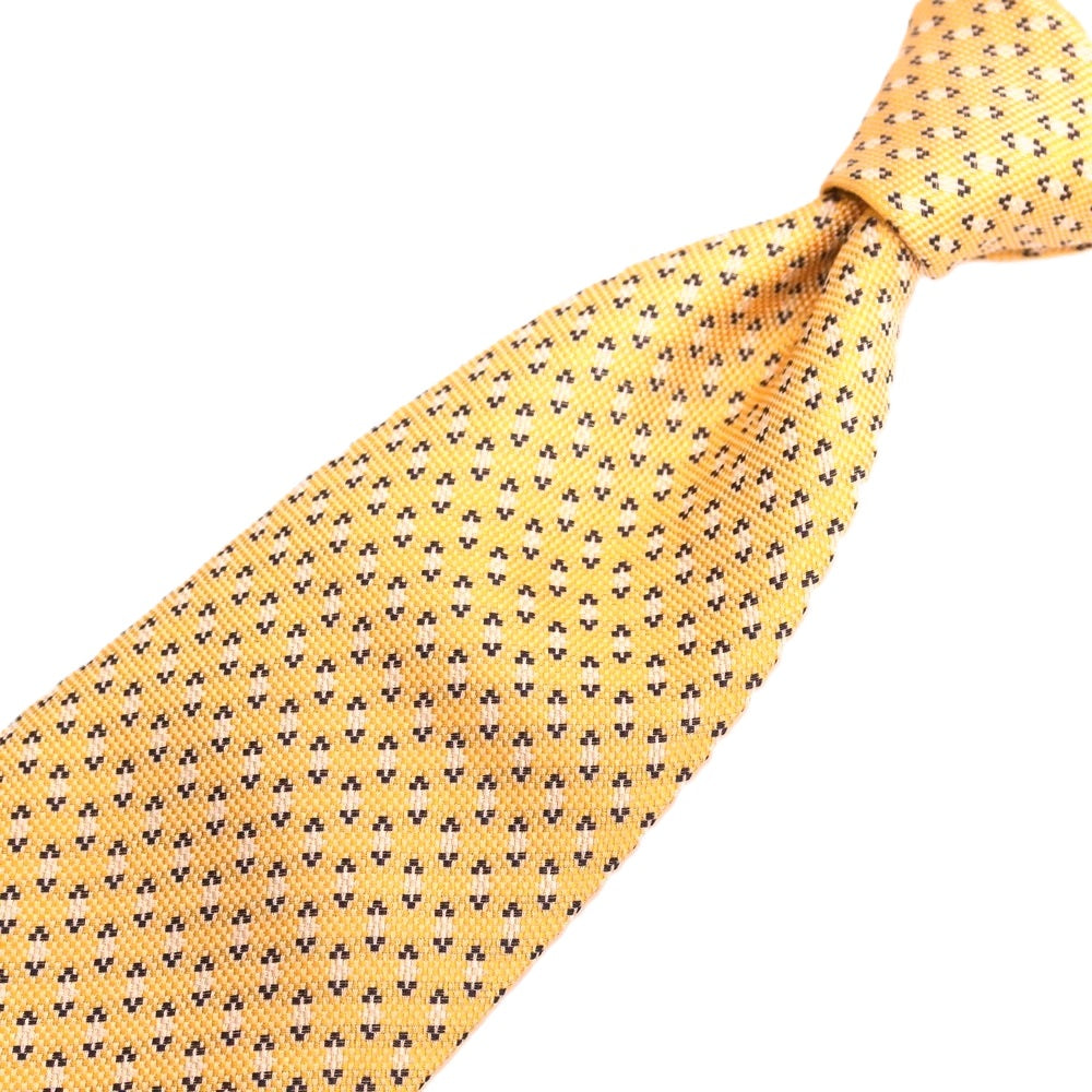 【中古】エルメネジルドゼニア Ermenegildo Zegna シルク 小紋柄ネクタイ イエロー【 状態ランクB 】【 メンズ 】 [APD]