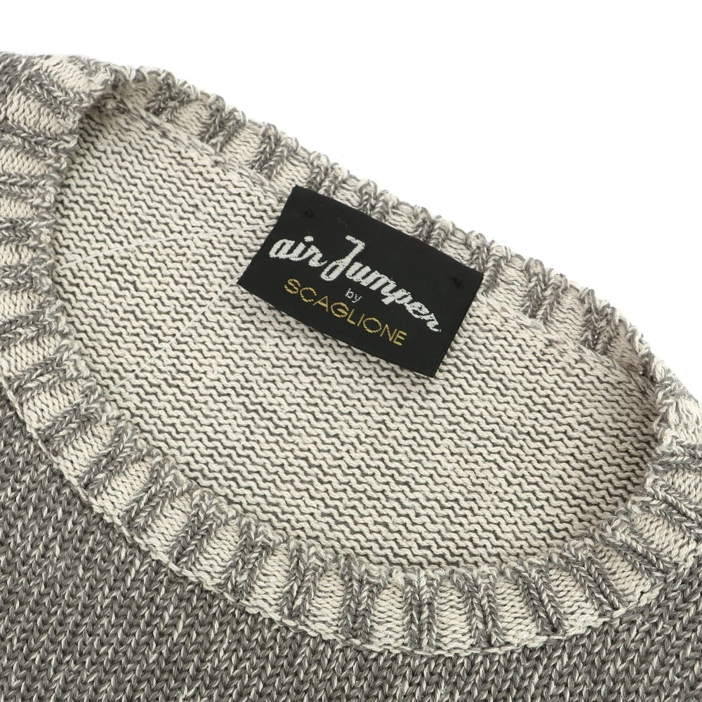 【中古】スカリオーネ SCAGLIONE air Jumper シルクコットン クルーネック プルオーバーニット グレー【サイズM】【 状態ランクB 】【 メンズ 】