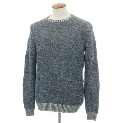 【中古】スカリオーネ SCAGLIONE air Jumper シルクコットン クルーネック プルオーバーニット ネイビー【サイズM】【 状態ランクB 】【 メンズ 】