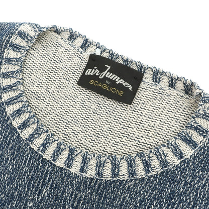 【中古】スカリオーネ SCAGLIONE air Jumper シルクコットン クルーネック プルオーバーニット ネイビー【サイズM】【 状態ランクB 】【 メンズ 】