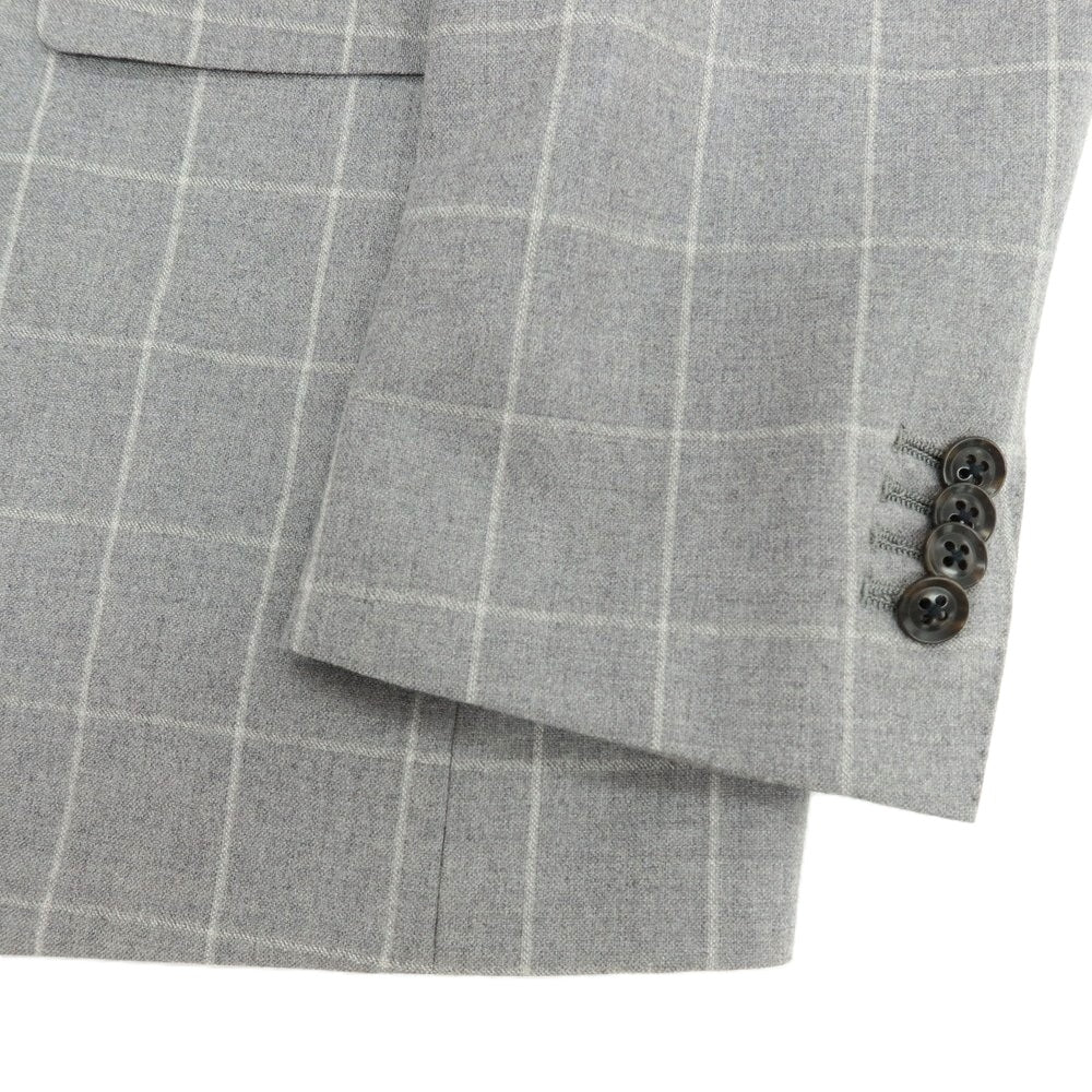 【中古】サルトリアイプシロン SartoriaYpsilon ウール ウィンドウペーンチェック 2つボタンスーツ ライトグレーxホワイト【 サイズPM 】【 状態ランクC 】【 メンズ 】 [APD]