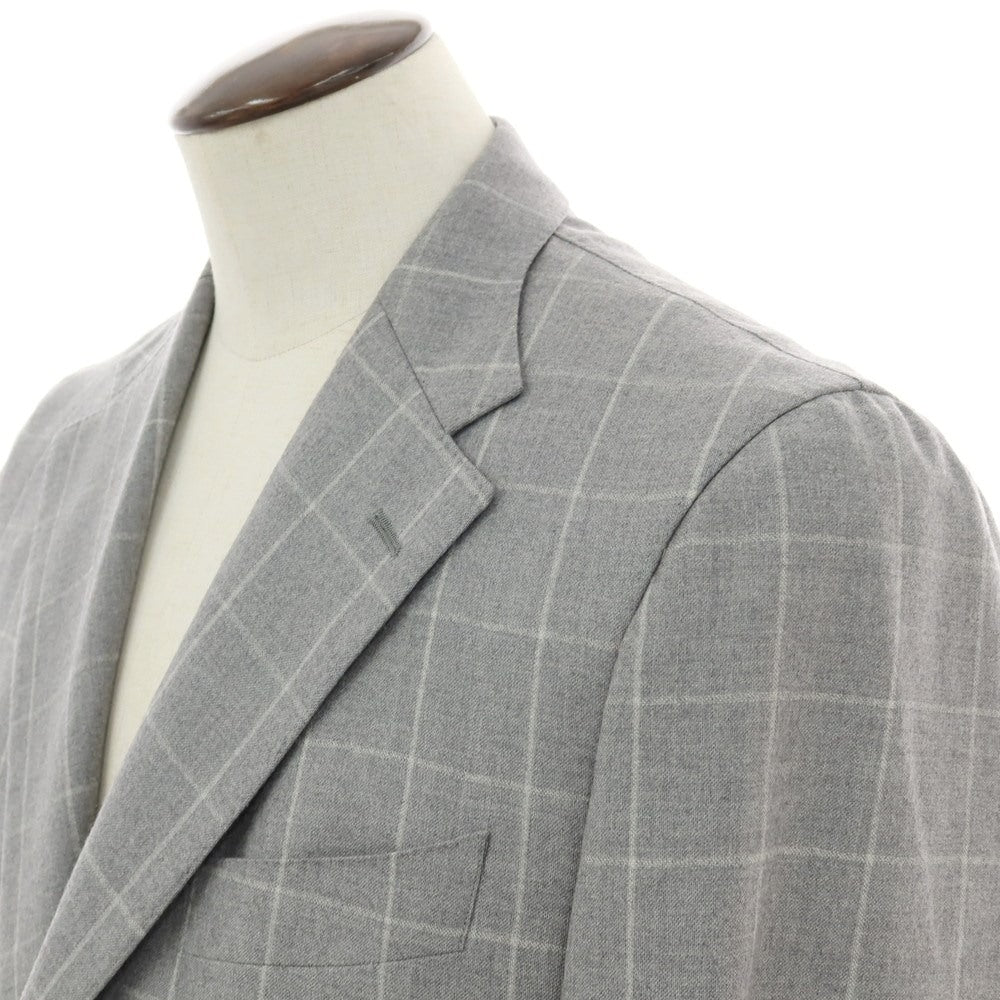 【中古】サルトリアイプシロン SartoriaYpsilon ウール ウィンドウペーンチェック 2つボタンスーツ ライトグレーxホワイト【 サイズPM 】【 状態ランクC 】【 メンズ 】 [APD]