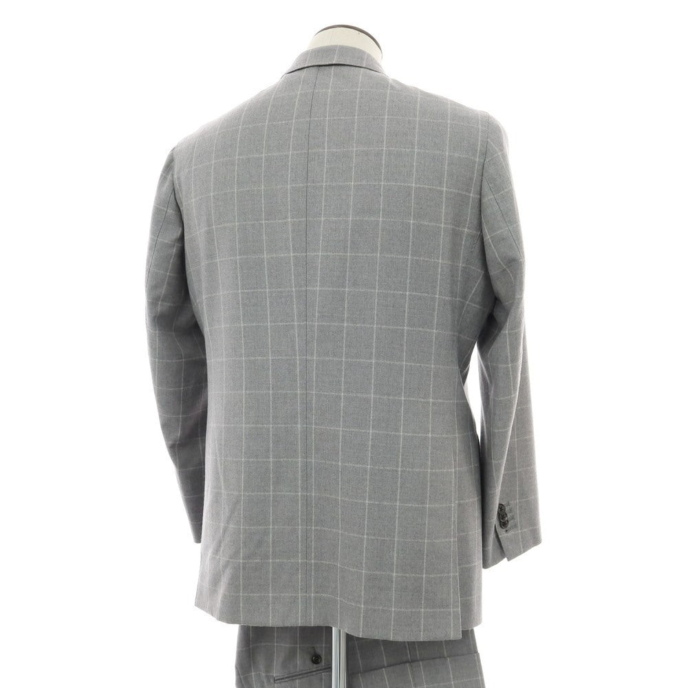 【中古】サルトリアイプシロン SartoriaYpsilon ウール ウィンドウペーンチェック 2つボタンスーツ ライトグレーxホワイト【 サイズPM 】【 状態ランクC 】【 メンズ 】 [APD]