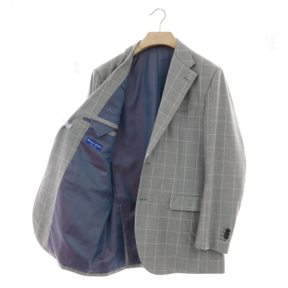 【中古】サルトリアイプシロン SartoriaYpsilon ウール ウィンドウペーンチェック 2つボタンスーツ ライトグレーxホワイト【 サイズPM 】【 状態ランクC 】【 メンズ 】 [APD]