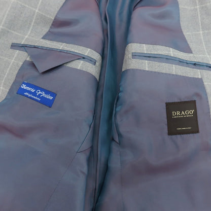 【中古】サルトリアイプシロン SartoriaYpsilon ウール ウィンドウペーンチェック 2つボタンスーツ ライトグレーxホワイト【 PM 】【 状態ランクC 】【 メンズ 】